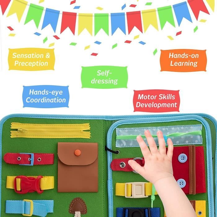 Perfk – Accessoires DIY Pour Tableau D’activités – Serrure, Verrou, Boulier – Non Peint, Motricité Fine