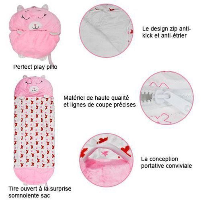 Sac de couchage pour enfants, sac de couchage confortable pour garçons et filles, sac de couchage pour enfants, sac de couchage pour enfants, tapis de couchage