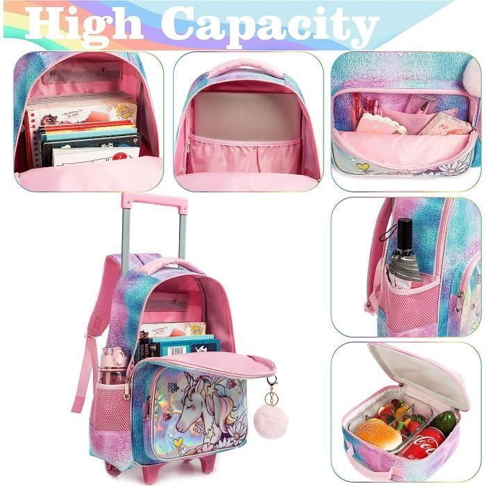 Sac a roulette top fille licorne