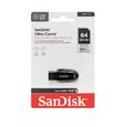 Clé USB SanDisk Ultra Curve 64Go USB 3.2 Gen1 100MB/s mémoire Flash Drive SDCZ550-064G-G46-3