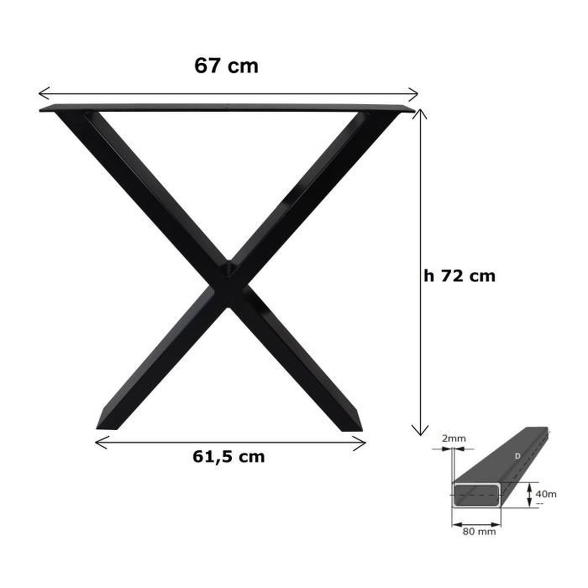 Magnetic Mobel Set de 2 Table Châssis Design Industriel Plateau pour Table rétro métal Acier Table à Manger Blanc, 40x42 