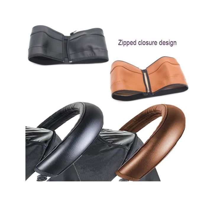 Housse de poignée de poussette en cuir synthétique compatible avec poussette Stokke Xplory V4/V5, manchon de poignée de landau amovible avec fermeture éclair, hydrofuge (marron Housse de poignée de poussette en cuir synthétique compatible avec poussette Stokke Xplory V4/V5, manchon de poignée de landau amovible avec fermeture éclair, hydrofuge (marron