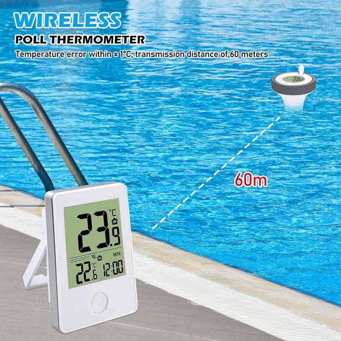 Thermomètre Connecté Thermomètre Piscine WiFi Infactory - Capteur IP67 - Application Smartphone - Compatible Alexa - Portée 100m Capteur Température Eau Intelligent