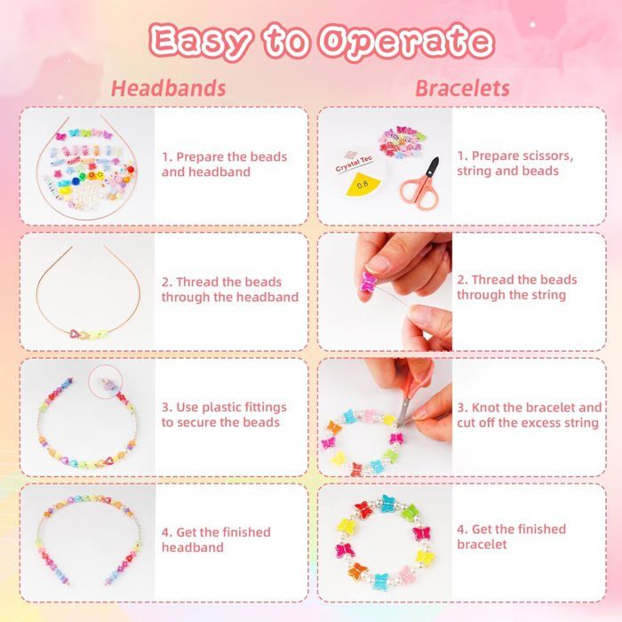 Kit De Perles En Argile Pour Bracelets - 6 Mm, Multicolores, Créativité Et DIY