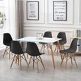 Keisha°Lot de 6 chaises en polypropylène (Noir) - Design Scandinave - Salle à Manger, Salon, Cuisine - Pieds en Bois-0