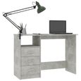 Bureau avec tiroirs - Mobilier De Bureau - Gris béton - 110x50x76 cm - Contemporain - Design-0