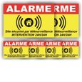 Stickers Autocollant Alarme Maison - Lot x6 : 150x100mm (x2) + 75x50mm (x4) - Plastification Anti UV - garantie 5 ans - ARJ-0