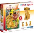 Coffret 2 Puzzles Enfant Disney Roi Lion : 1 Puzzle Simba Et Ses Amis 104 Pieces + 1 Puzzle 3D Simba Le Roi Lion-0