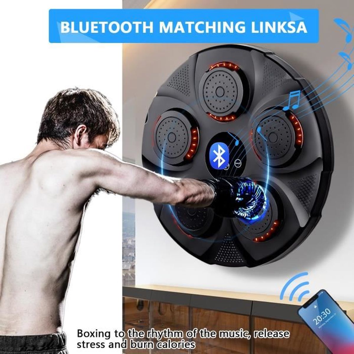 Anluomafuy Machine De Boxe Musicale, Réglables LED Boxe Mural