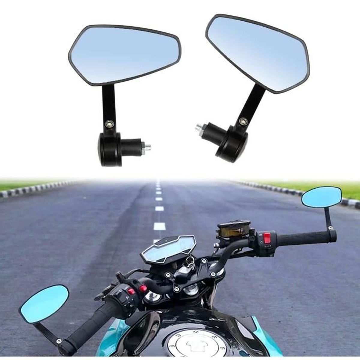 Noir Rétroviseurs Miroirs Latéral Embout de Guidon de Moto/Scooter Diamant 22mm Noir Rétroviseurs Miroirs Latéral Embout de Guidon de Moto/Scooter Diamant 22mm
