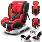 KITYTETY Siège Auto Pivotant 360° ISOFIX LATCH 40-150 cm, 0 à 12 ans, I-SIZE - Groupe 0+/1/2/3 - Appui-Tête réglable, Inclinable - Rouge
