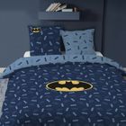 Parure de lit imprimée 100% Coton - BATMAN ICONIC - Bleu nuit - 240x220 + 2 taies 63x63cm