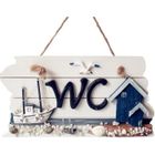 DE MARKT Plaque de porte en bois sculpté à la main pour WC et salle de bain