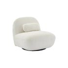 SWEEEK Fauteuil pivotant 360° en bouclette texturée blanc crème. piètement en métal noir mat - SPINO