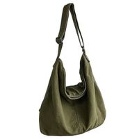 Grand sac à bandoulière en toile de couleur unie avec plusieurs poches pour homme et femme,vert