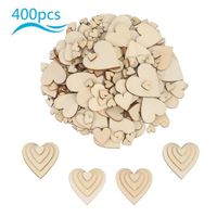 Lot de 400pcs Embellissement Coeur en Bois pour Nature Decoration de Table Mariage Confettis DIY Scrapbooking Coeur Artisanat