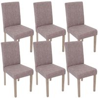 Lot de 6 chaises de salle à manger en tissu gris pieds en bois clair - Contemporain - Intérieur