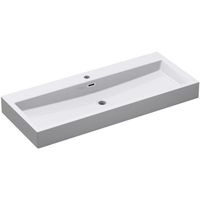 Vasque de salle de bains - Mai & Mai - Lavabo suspendu blanc rectangulaire - Résine - Avec trop-plein