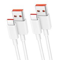 Lot de 2 Câble USB-C Rapide 6A pour Xiaomi 13T, 13T Pro, Xiaomi 13 Ultra, Xiaomi 13, 13 Pro, 13 Lite - 1 Mètre Blanc