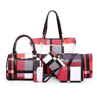 Mode sacs à main de luxe nouveau 6 pièces ensemble femmes Plaid couleurs sac à main femme  sl0808bg45ls Rouge