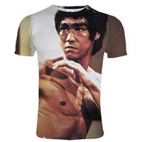 T-shirt imprimé en 3D,Super Star Bruce Lee 3D imprimé T-shirt chinois Kung Fu hommes femmes décontracté Streetwear col rond à manch