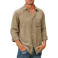 Chemise - chemise sur votre chemise denim chemise à manches longues chemise décontractée chemise  homme couleur unie business Kaki