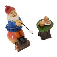 Qiilu Gnomes de jardin Nains de Jardin, Bonne Chance, 2 Pièces, Figurines Miniatures de Nains Peintes à la Main, en linge statue