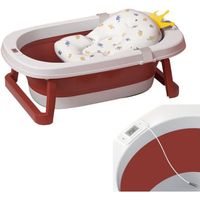 Baignoire pliante bébé évolutive SINBIDE - Rouge - avec thermomètre et coussin de bain