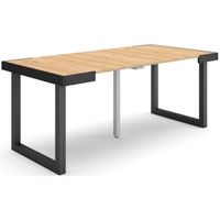 Table console extensible, 180, Pour 8 personnes, Pieds bois massif, Chêne, RF2775