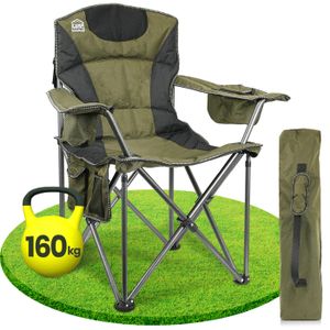 CHAISE DE CAMPING SUMOSUMA Chaise de camping pliante - Fauteuil de Jardin Portable - Pouvant supporter jusqu'à 160kg - Avec Porte-Gobelet