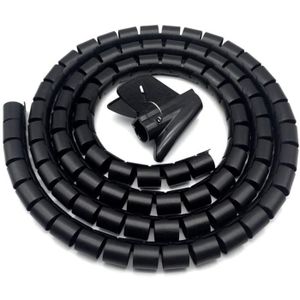 25mmx1.5m Noir Plastique Cacher les câbles Universel Gaine Cable SENDILI 1*cache cable spirale et 10*serre-cable adhesif 25mm 