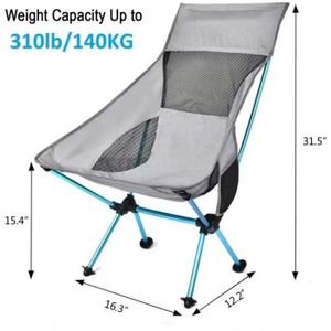 CHAISE DE CAMPING 1,2kg - Chaise pliante portable ultralégère pour v
