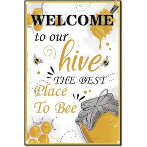 OBJET DÉCORATION MURALE Bees Metal Tin Sign Poster Vintage Retro Wall Art 
