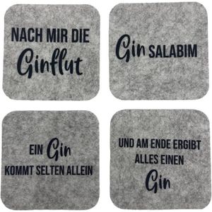 GIN Lot De Dessous De Verre En Feutre Gin Avec Inscriptions En Allemand - Gris Clair[u2966]