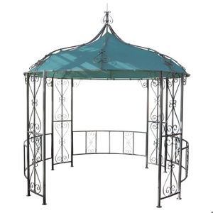 TONNELLE - BARNUM Pergola pavillon arche de jardin rond tonnelle chapiteau tente de reception cadre en acier robuste Ø 3m turquoise