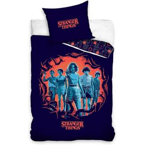 Stranger Things Character World Parure De Lit Simple Officielle Avec Housse De Couette Et Taie D'oreiller Assortie Motif Carte De Ville Hawkins - Facile D'entretien - Imprimé Multicolore