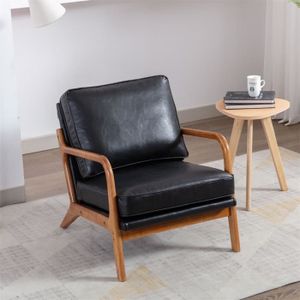 FAUTEUIL Fauteuil en cuir PU, cadre en bois, chaise longue 