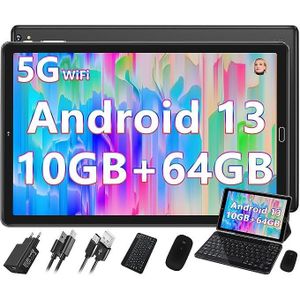 Tablette PC Pas Cher 64Go ROM/TF-256 Go Tablettes avec WiFi 6000mAh Double Caméra 4 Cœurs 1.8 GHz Tablette Tactile 10 Pouces Android 11.0 4Go RAM Type-C Bluetooth 