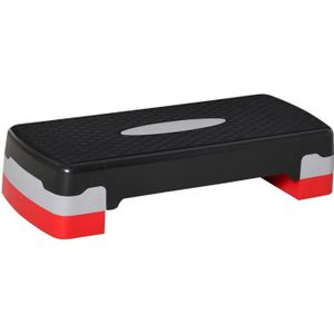STEPPER - CLIMBER Stepper Fitness Aerobic hauteur reglable surface antiderapante dim. 68L x 29l x 10-15H cm plastique noir gris rouge