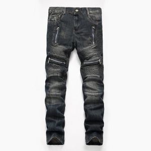 Vente Homme Vieilli Déchiré Jeans Moto Effilé Pantalon Coupe Slim Skinny Pantalon