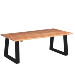 TABLE BASSE Table basse - VIDAXL - Bois d'acacia massif - Style industriel - Finition huilée - Pieds en métal en forme d'U