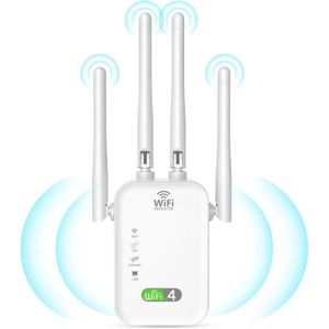 REPETEUR DE SIGNAL Amplificateur WiFi pour Tous Les Routeurs, Répéteur WiFi Puissant avec 4 Antennes, WiFi Extender avec Mode A190