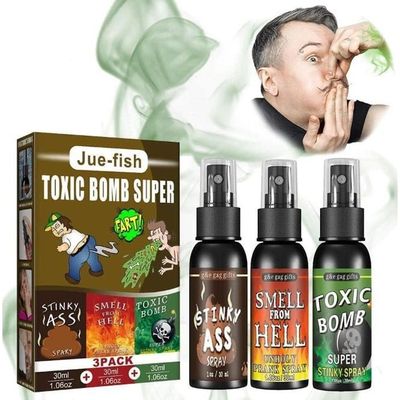 Spray Puant (fart Spray) - Lot De 3 Flacons 30ml - Odeurs Réalistes Caca, Vomi, Pets - Pour Farces Et Canulars - 10