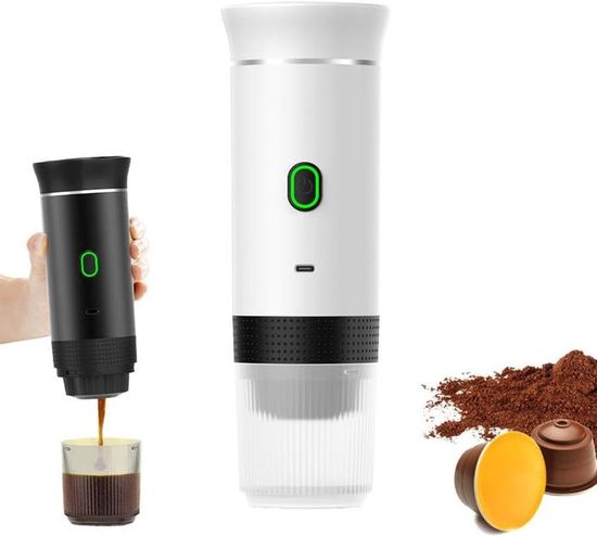 KWJNH Machine à expresso portable, auto-chauffante en 4 à 6 minutes, cafetière portable 3 en 1 pour petites ou grandes capsules et café moulu, grande batterie pour jusqu'à 50 tasses KWJNH Machine à expresso portable, auto-chauffante en 4 à 6 minutes, cafetière portable 3 en 1 pour petites ou grandes capsules et café moulu, grande batterie pour jusqu'à 50 tasses