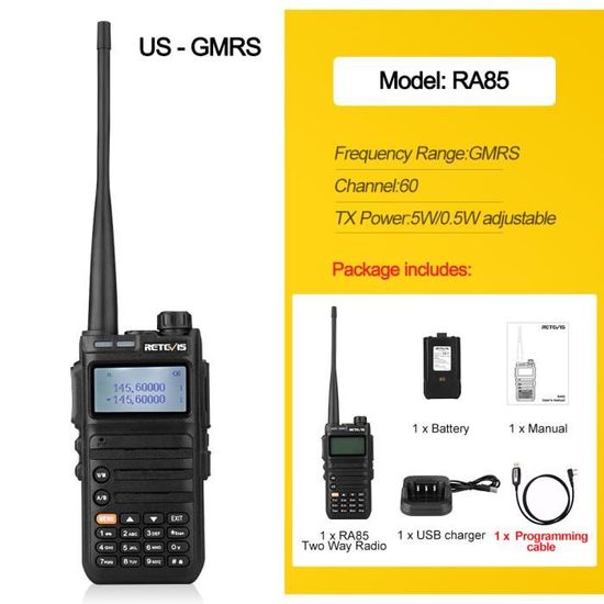 Retevis RA685 Talkie-walkie avec communication bidirectionnelle et stations  longue