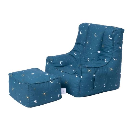 Fauteuil Pouf De Jeu Pour Le Enfants - Pouf Chaise Imprimé Avec Repose-pieds - Pouf Poire Pour Salon - Étoiles Filantes - Maison