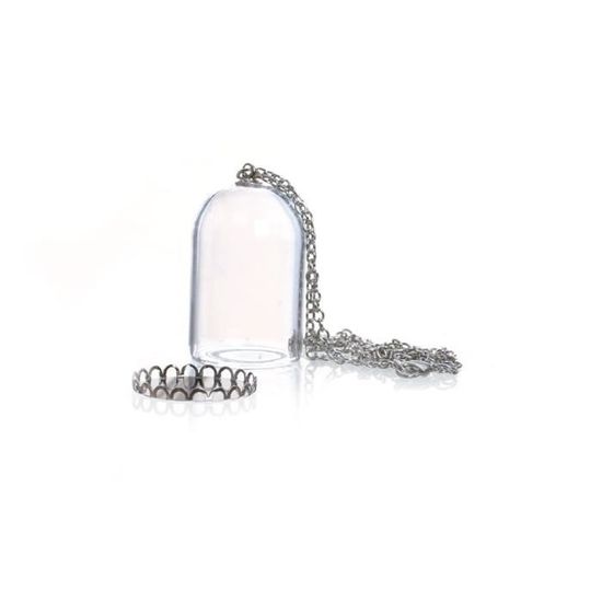 Cloche en verre Argent avec chaine - Graine créative Incolore
