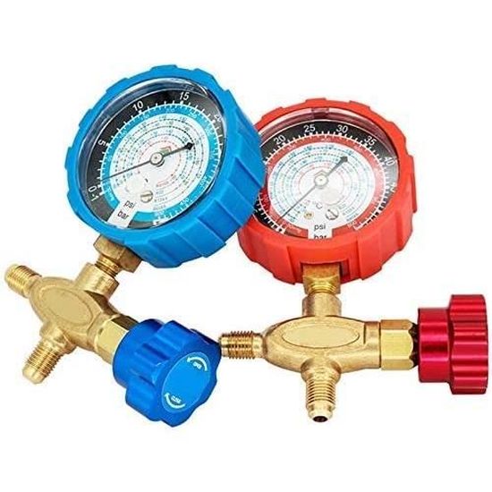 Manomètre Pression Climatisation - Pour R134A/R22/R410A - Plage -1 à 60 Bar - Test Réfrigération