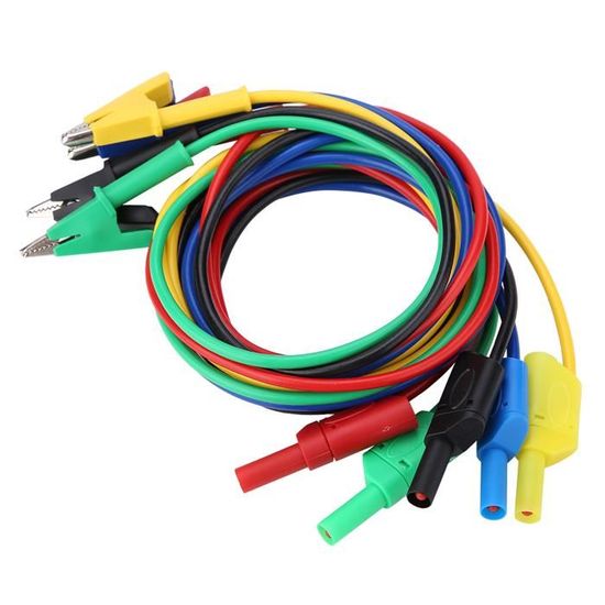 Huybaa 10 Pièces Pince Crocodile Fils De Test, Câbles De Test Isolés, Câble De Mesure à Double Extrémité Pour Industriel/Voiture/autres Composants