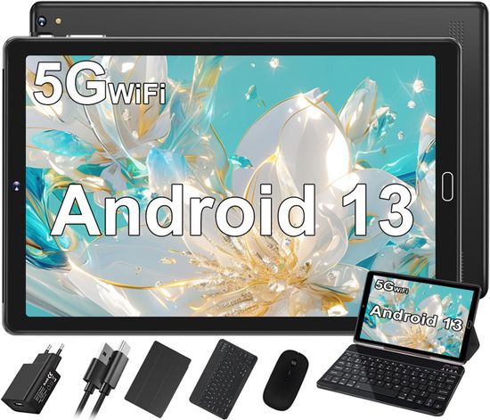 Tablette tactile GOODTEL 10 pouces 10+64Go Android 13 5G WIFI TYPE-C 8 accessoires-Noir